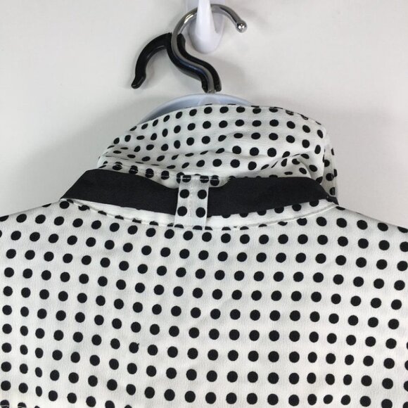 Karl Lagerfeld Polka Dot Blouse Neck Tie Top Size S - Picture 10 of 14